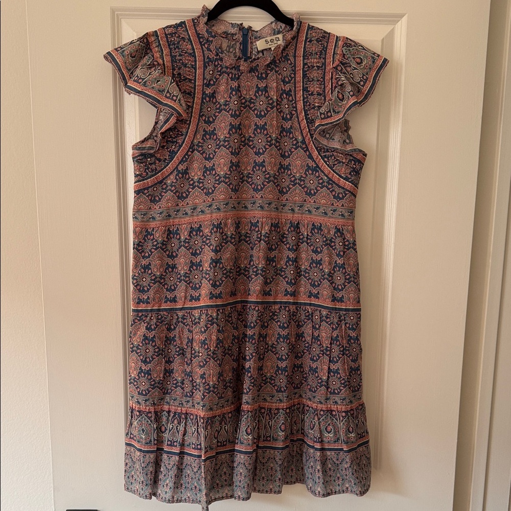 SEA New York Paisley Ruffle Mini Dress